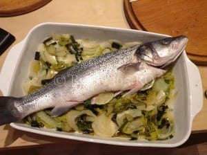 Retete365.RO   Biban de mare cu fenicul caramelizat si salata verde cu spanac   Sa bucatarim cu Leta